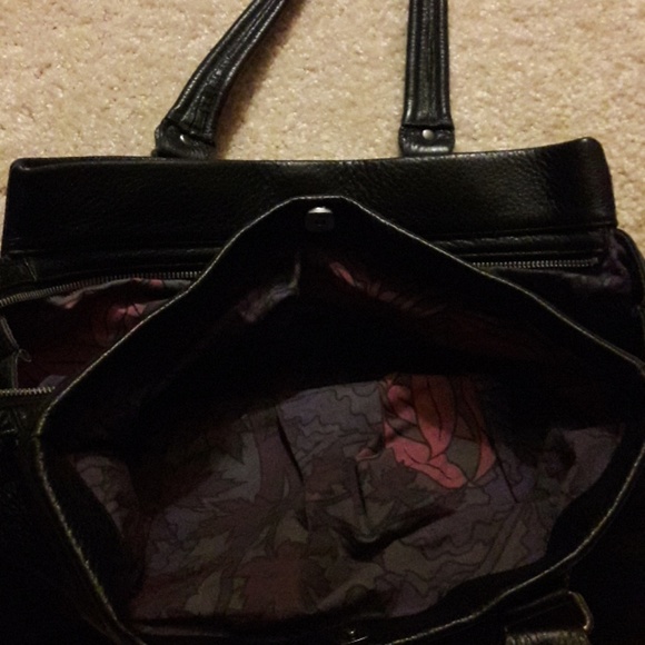 Gap soft leather 4 pocket black tote satchel grape - Picture 2 of 6